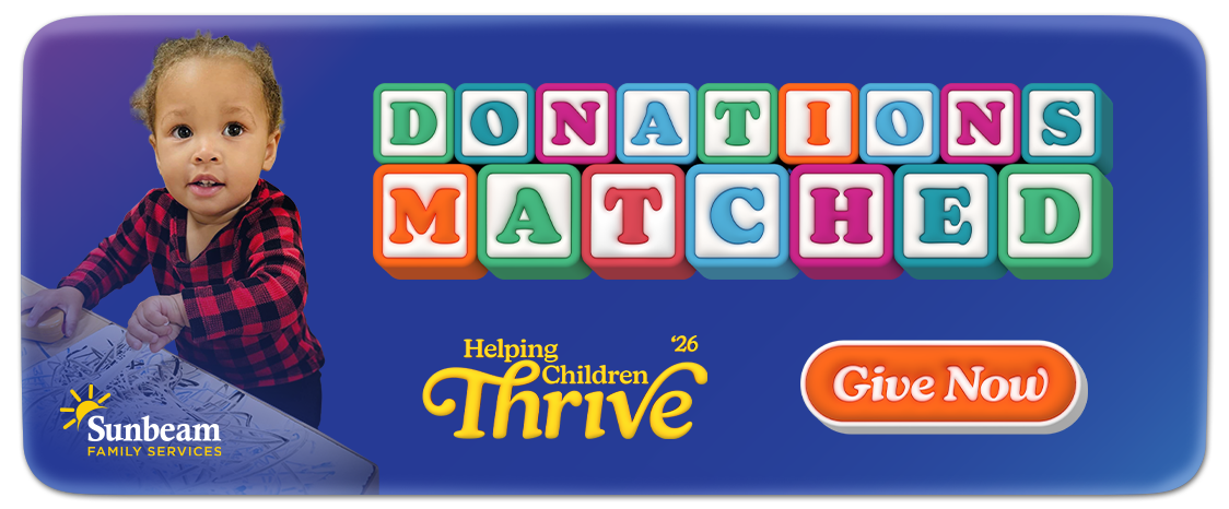 Helping Children Thrive 2026 Campaign Promotion Image, Donations Matched, Click to Give Now